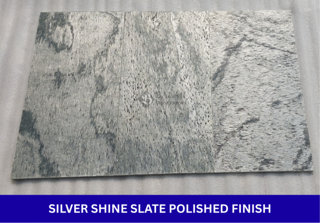 Silver Shine Slate Stone Polished Finish